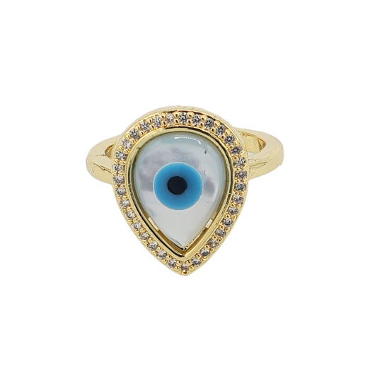 WR-328 Women's Ring/Anillo de Mujer Ajustable Ojo Turco Zirconia Blanca 0.50"