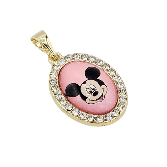 PN-0409 Dije Mickey Mouse Zirconia Blanca 1.25" Incluye Cadena Mixta 18"-20"