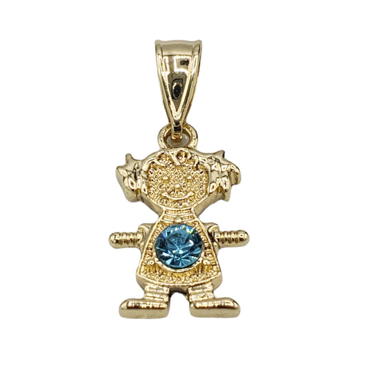 PN-0427 Pendant Niña Zirconia Azul Clara 1.25"