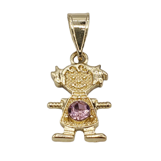 PN-0421 Pendant Niña Zirconia Rosa 1.25"