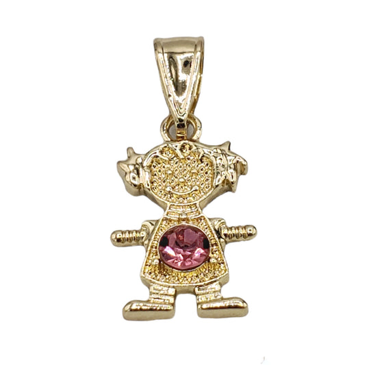 PN-0430 Pendant Niña Zirconia Rosa 1.25"  "