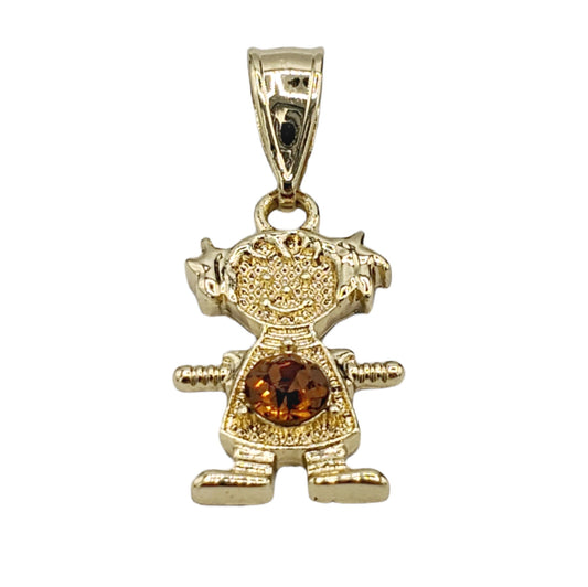 PN-0426 Pendant Niña Zirconia Marrón 1.25"