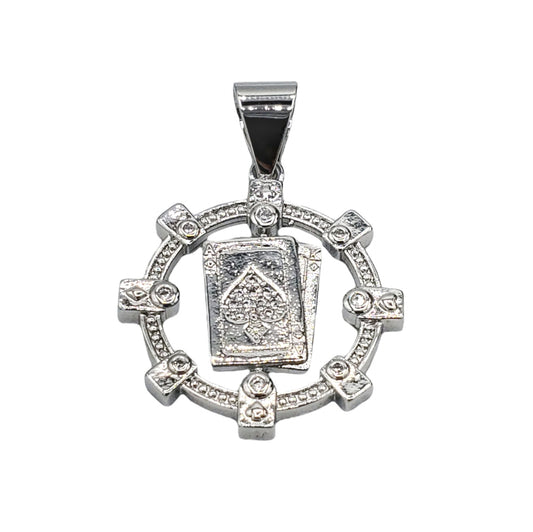 PN-0457 Pendant Plated Silver Playing Deck 1.50"