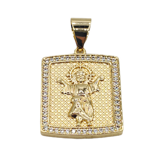 PN-0481 Pendant Niño Dios Zirconia Blanca 1.50"