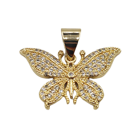 PN-0483 Pendant Mariposa Zirconia Blanca 1"