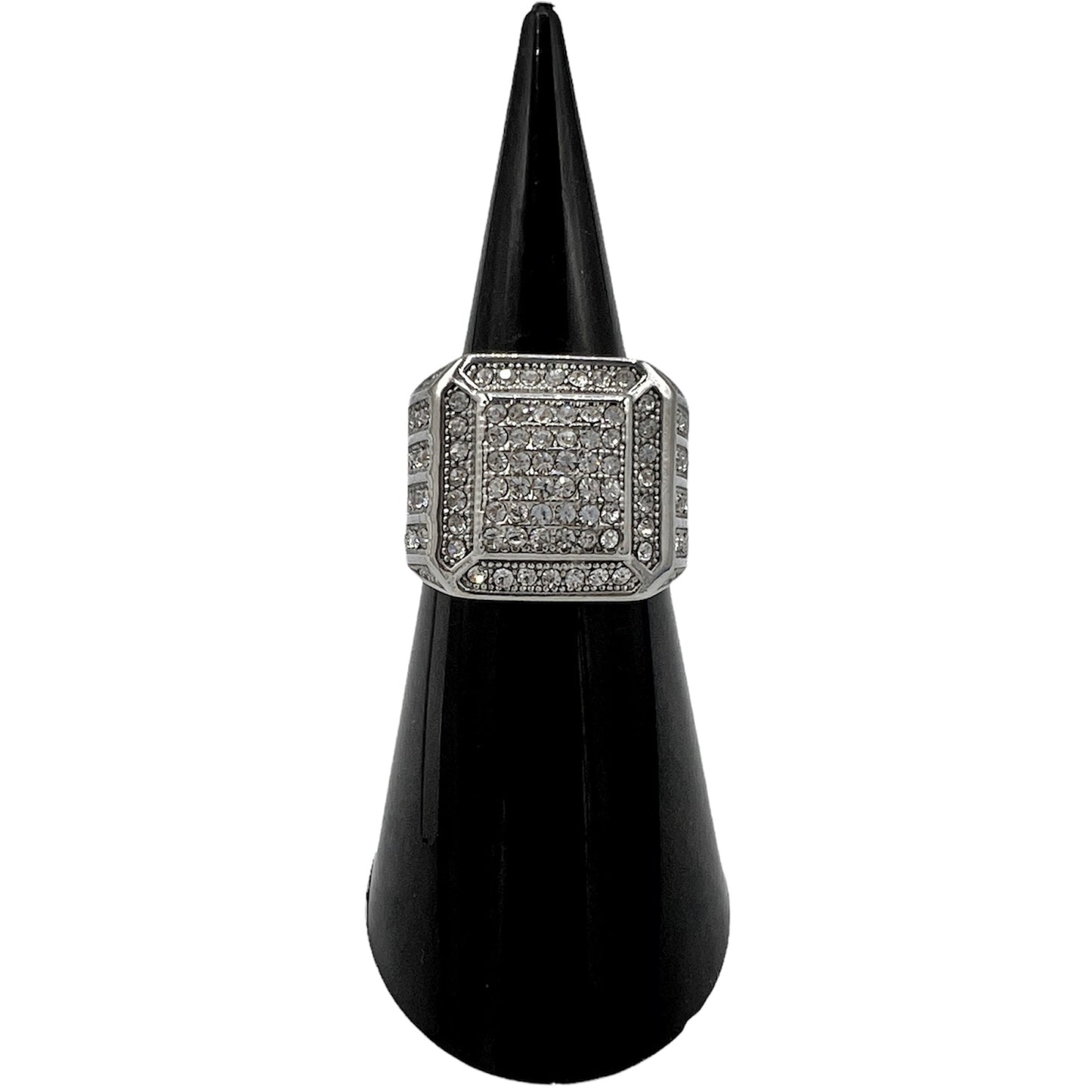 R-47 Acero Inoxidable Anillo Con Zirconia Blanca, Color:Plata, Seleccione el Tamaño en la Parte de Abajo donde dice Tamaño