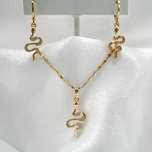 S-345 Conjunto 18k Conjunto Vibora piedra zirconia blanca