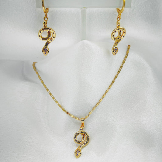 S-373 Conjunto Serpiente piedra violeta 18k