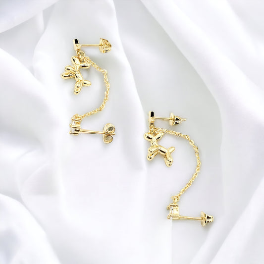 EER-21 Elegant Earrings/Aretes Elegante Zirconia Blanca Estrella 1.75"