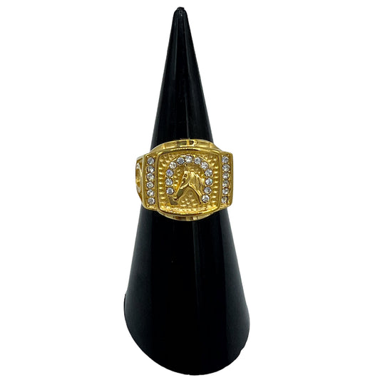 R-36 Stainless Steel Anillo Caballo/Horse Ring, Zirconia Blanca, Seleccione el Size en la Parte de Abajo donde dice Size